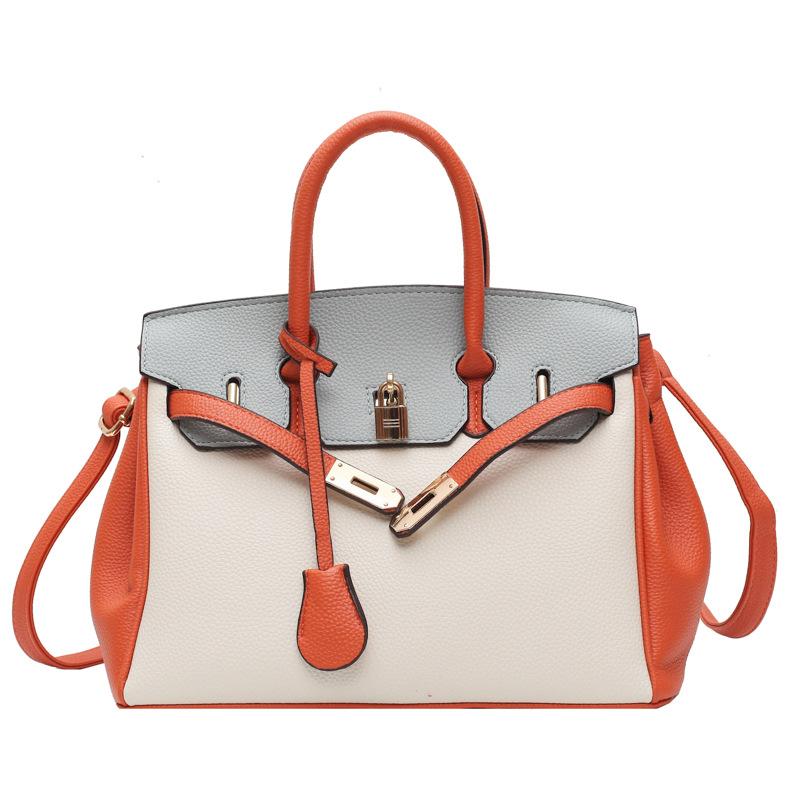 

Платиновая сумка женская новая высококачественная текстура контрастная сумочка узор личи на плечо сумка-мессенджер