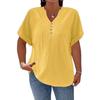 New Four Season Fashion Button Down Short Sleeve T Shirt Elegant Solid Color Casual Womens Plus Size
