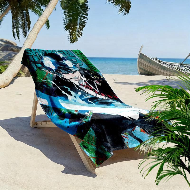 Blue Exorcist 2D Flat Print Beach Towel, Large Soft Quick Dry Towel for Beach Camping SwimmingFSTJ261012376