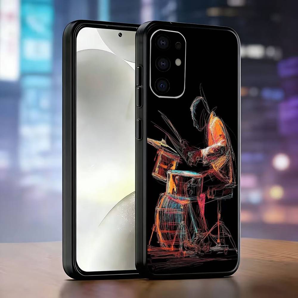

Cool Drum Drummer Phone Case Black Silicone Soft For Samsung S25,S24,S21,S22,S23,S30,Ultra,S20,Plus,Fe,Lite Samsung S21fe