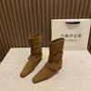 British Style Short Boots Women's Autumn and Winter 2025 New Fashionable Foreign Style Belt Buckle Retro Versatile Small Square Head Bare Boots