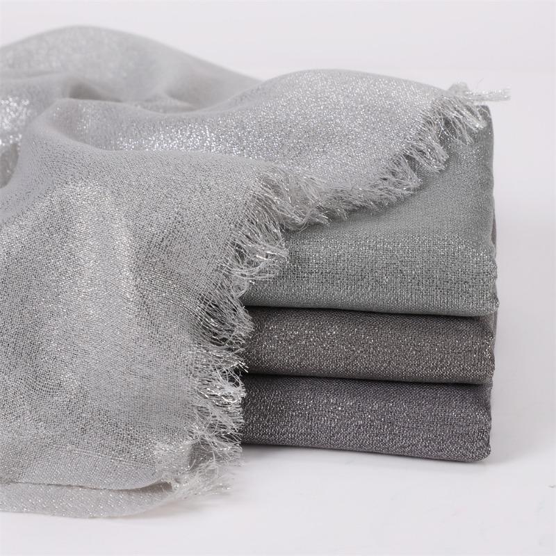200*80Cm Plain Lurex Glitter Shimmer Fringe Viscose Scarf Shawl Lady High Quality Wrap Pashmina Stole Bufandas Muslim Hijab Cap