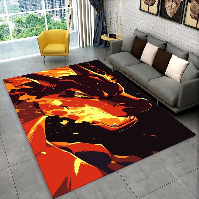Cartoon Charizard Pokemon Non-Slip Area Rug for Living Room,Bedroom,Playroom,Soft Carpet Floor Mat Home Decor Rug Kids Room 40x60cm