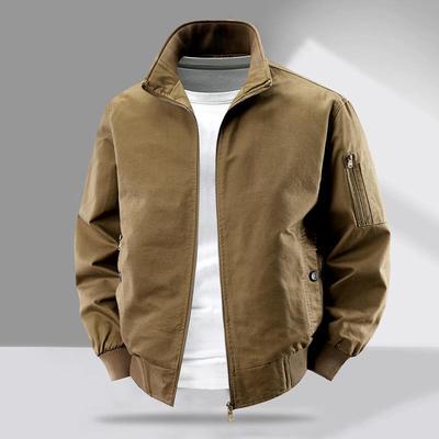 Wendbare Jacke im Khmer-Stil mit Stehkragen für Männer mittleren Alters - Frühling/Herbst Business Casual, Lockerer Schnitt, Große Größen