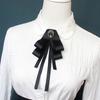 Korean Women'S Bow Tie Brooch Black Rhinestone Pearl Shirt Collar Pins Fashion Bowknot Bowtie Ribbon Wedding Party Necktie