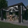 VidaXL Gazebo with Curtain and LED String Lights Garden Belvedere Outdoor Pavilion Reception Tent 3070355