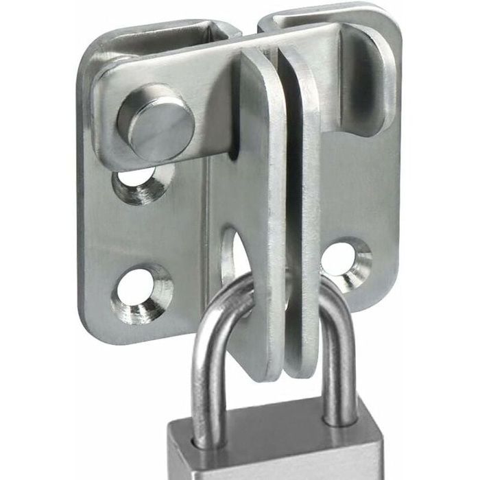 Loquet moraillon inox brossé 60×45 mm antivol avec trou pour cadenas – 1 serrure + 4 vis