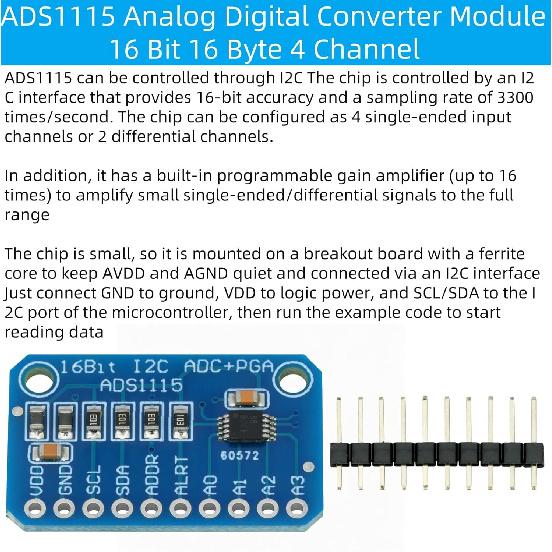 3Pcs ADS1115 16 Bit 16 Byte 4 Channel Analog To Digital Converter Precised Amplifier Board Module ADC IIC I2C Compatible with for Arduino Raspberry