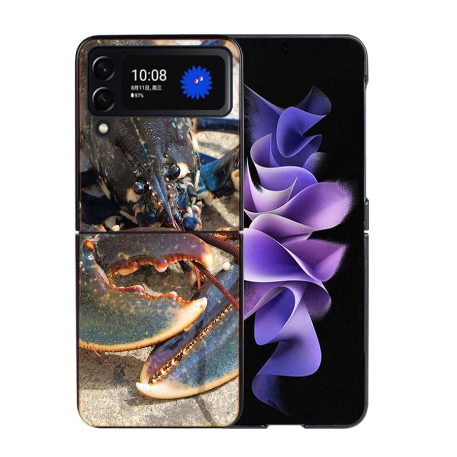 Live Lobster Phone Case For Samsung Z Flip 7 6 5G Galaxy Z Flip4 Z Flip5 Z Flip3 Coque Black Hard PC Shell Protective Cover