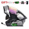 Bluetooth-Enabled Full Face Motorcycle Helmet With Dual Visors DOT 3C Certified All-Season Flip-Up Design Men Women
