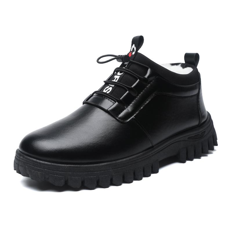 22 winter new velvet thickened cotton shoes to keep warm and comfortable business casual leather shoes