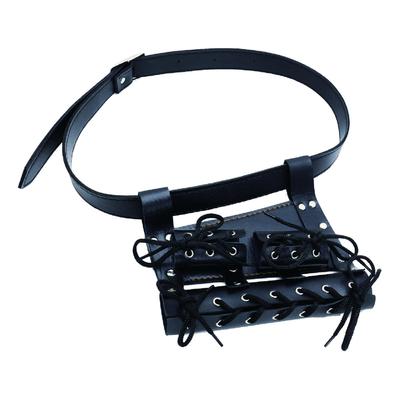 ZERONOWA Sword Belt, Sword Holder, PU Leather, Adjustable, for Theater and Cosplay (Black, Holds 2 Swords)
