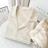 Reine Baumwolle und Leinen Revers Pyjama-Set Herren Vier-Jahreszeiten Dünn Langarm Hose Baumwolle Doppellagige Gaze Papa Loungewear