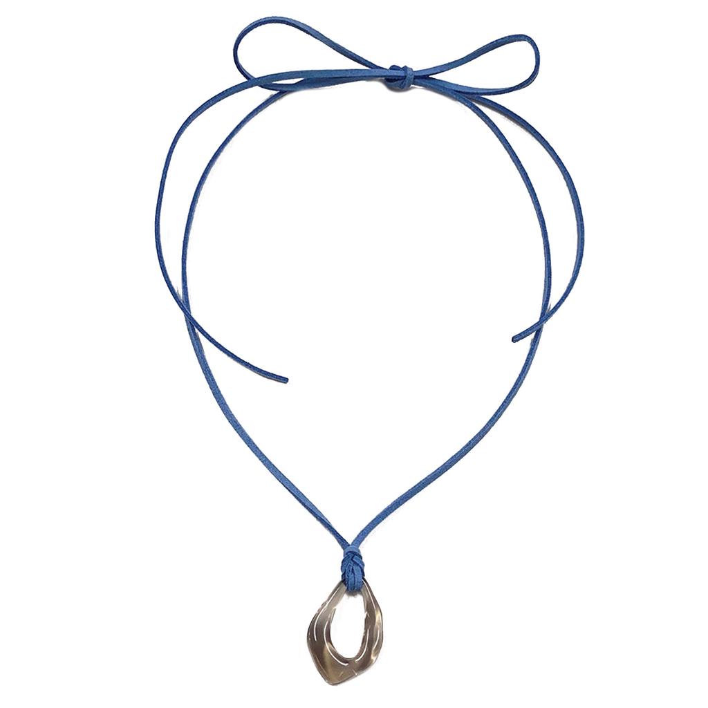 Elegant Necklace with Clear Charm Acrylic Clavicle Chain Adjustable Velvets Cord Necklace Circular Pendant Neckchain