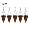 Rattan Hanging Basket Cone Flower Artificial Woven Planter Rustic Conical Plant with Metal Chains for Indoor Outdoor Garden Balcony