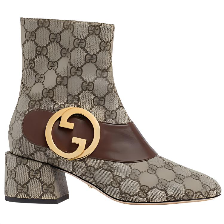 Gucci מגפי קרסול 'GG Canvas - בז'' לנשים (מידות נשים) מגפי קרסול בז' / אבוני / חום 701706 9I650 9769