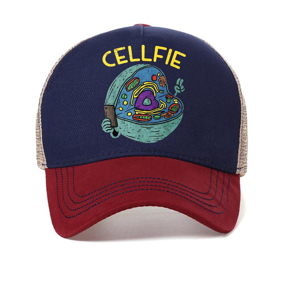 Vibrant Cell Fie Funny Science Biology Graphic baseball cap men women casual sun hat outdoor casual adjustable mesh Trucker hats Adjustable красный