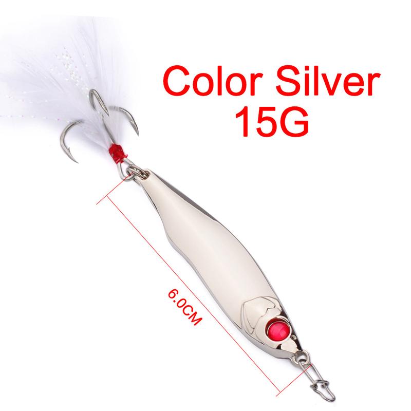 10g/15g/20g/28g Long Cast Metal Fish Rotator Hard Bait Fare with Feather Sequins