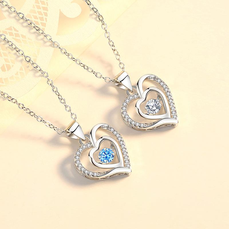 Love Heart-shaped Smart Necklace for Women, Japanese and Korean Simple Beating Heart Pendant Clavicle Chain Valentine's Day Gift
