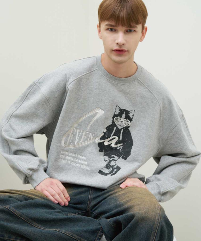 EVENCIA Sia Cat Melange Sweatshirt