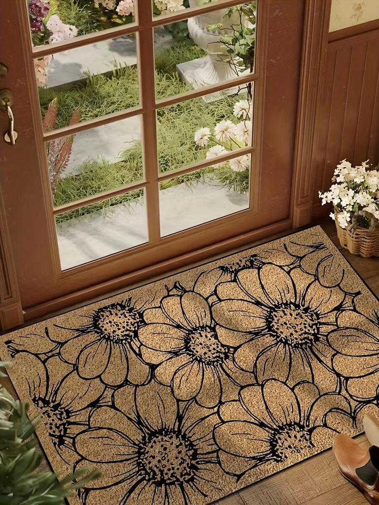 Floral Printed Entrance Non-slip Door Mat Bedroom Bedside Foot Mat Living Room Balcony Hallway Rugs Bathroom Toilet Floor Mat