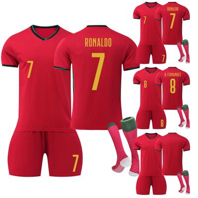 2425 Portugal Home Football Jerseys Shorts E Meias Conjunto Nova Temporada Shorts E Meias Adulto E Crianças Tamanho Conjunto
