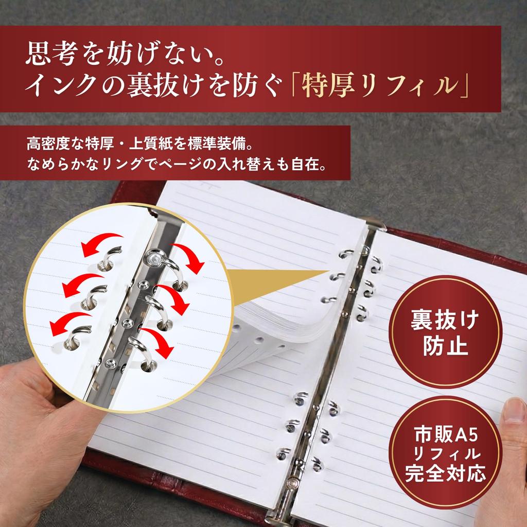 Systemplaner A5 Antik-Stil PU-Leder Ringbuch Notizbuch mit Einlage Enthält 80 Blatt 100g Dickes Multifunktionales Büro SELECT (Grün) 6-Ring
