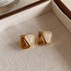 Vintage Brown Resin Tiger Eye Stone Dangle Earrings for Women Trendy Gold Color Metal Frame Geometry Earrings Jewelry Gifts