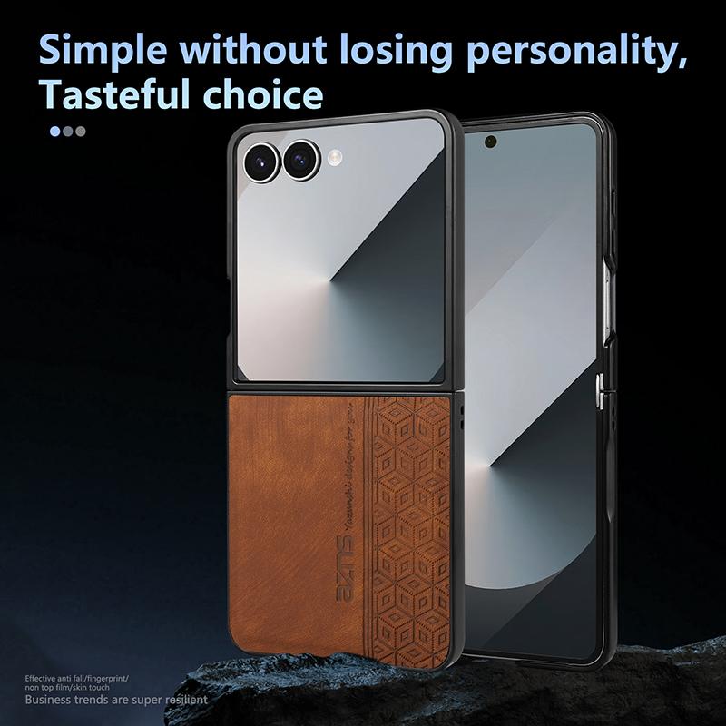 Case For Samsung Galaxy Z Flip 8 Z Flip 7 FE 6 5 4 3 Phone Case Retro Style Business Flip Cover For Samsung W25 W24 Flip Cover 5G