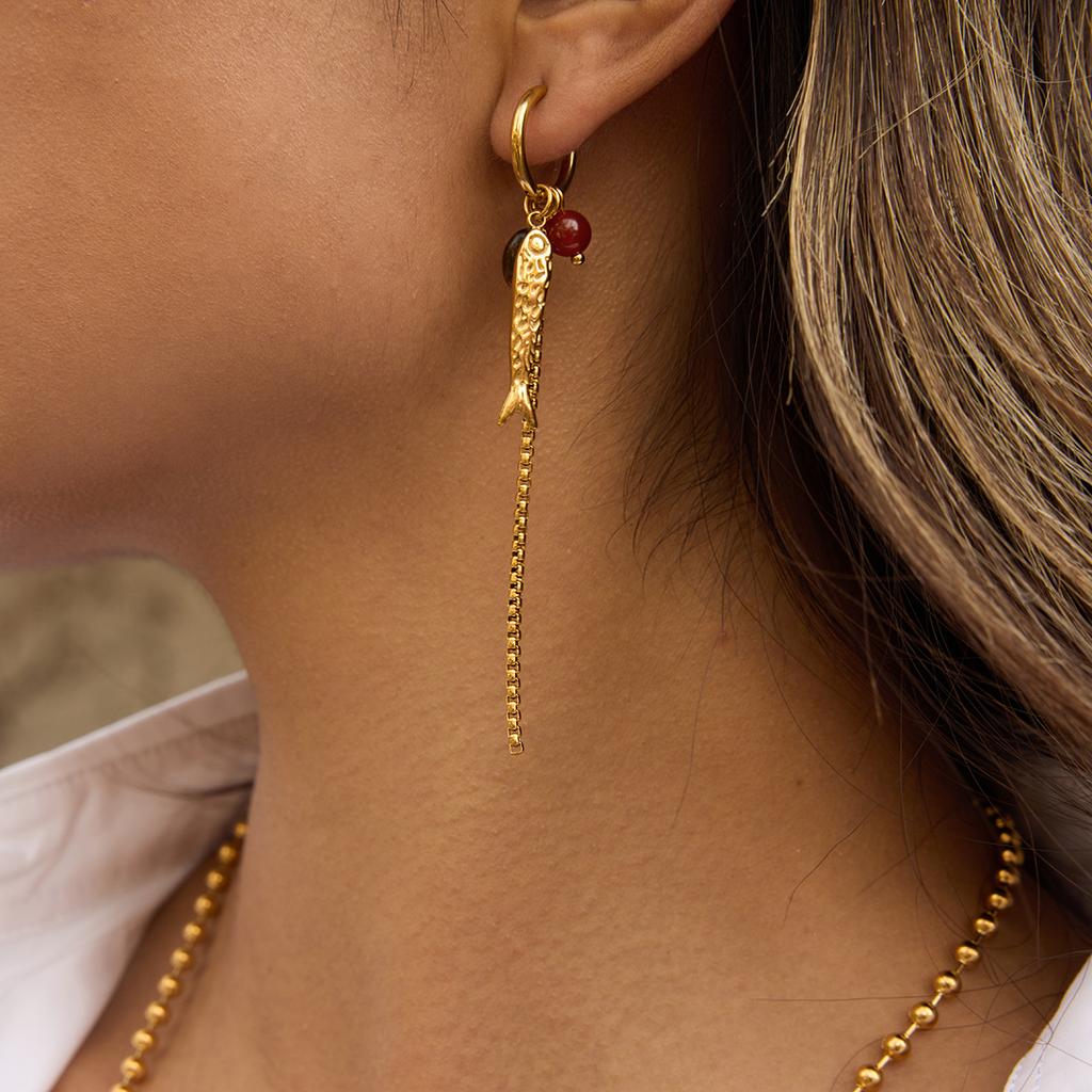 Statement Stainless Steel Pendant Chain Tassel Earrings For Women 2026 Spring Summer Fashion Y2k Daily Stud Jewelry