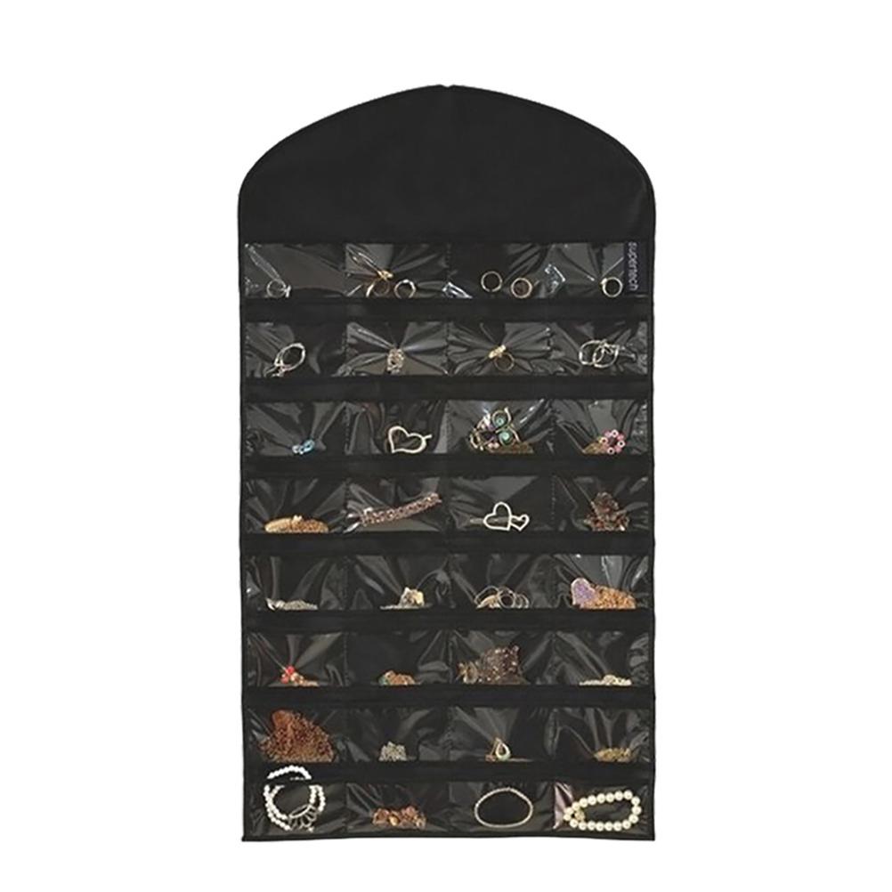 32 Taschen Doppelseitiger Schmuckorganizer Aufbewahrung Displaytasche mit 18 Haken Schmuck zum Aufhängen