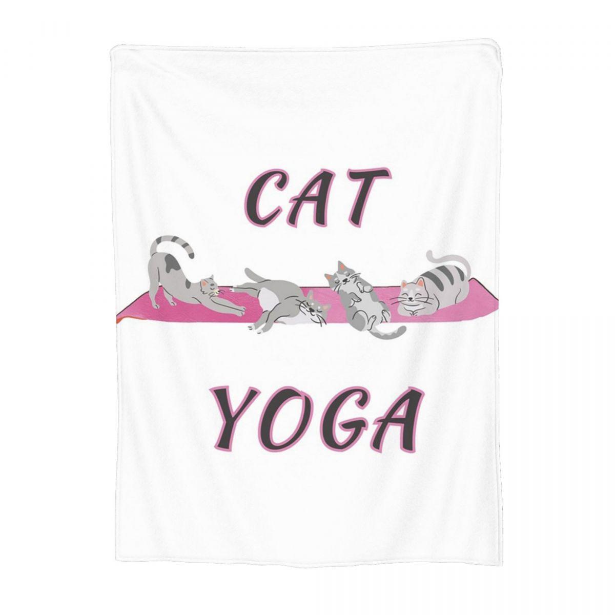 

Cats Doing Yoga Poses Pattern Blankets Soft Warm Flannel Throw Blanket Cover For Bed Living Room Picnic Travel Home Sofa 80x120cm