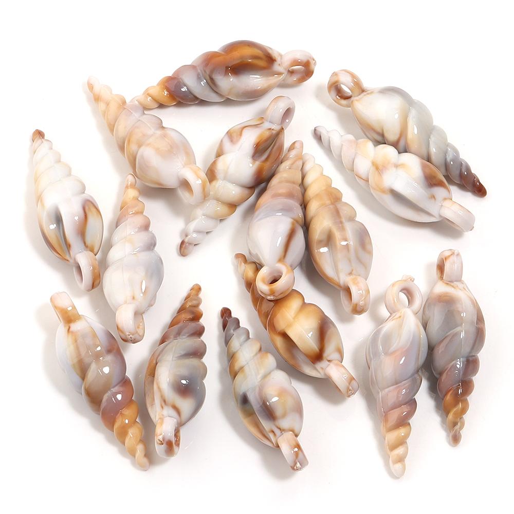 10-100pcs Natural Shell Acrylic Beads Ocean Light Brown  Seashell Pendants For Jewelry Making DIY Bracelets Keychain Accessories