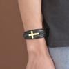 Edelstahl Kreuz Mode Armband Mehrschichtig Geflochtenes Lederarmband Herren