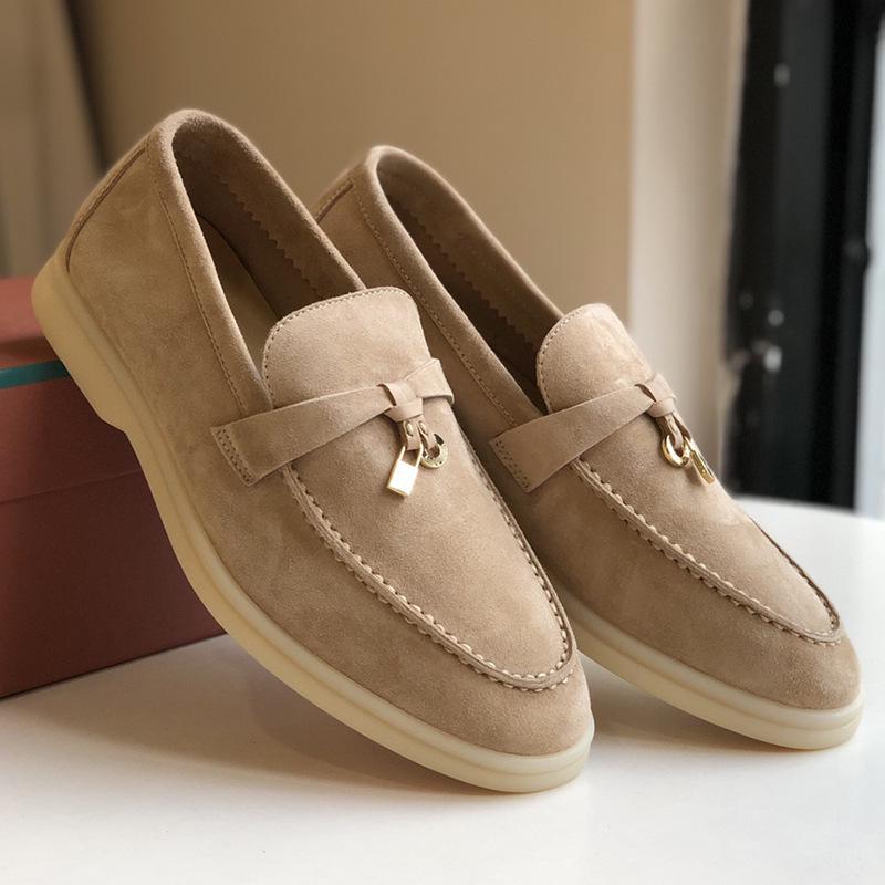 Europeiska & Amerikanska Mockasiner i Kohud - Mjuk Sula Brittisk Stil Slip-on Dam Casual Skor