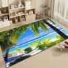 1pc Sunny Green Tree Beach Print Bathroom Absorbent Mats Anti-Slip Mats Home Decor Supplies Carpets Home Kitchen Floor Mats