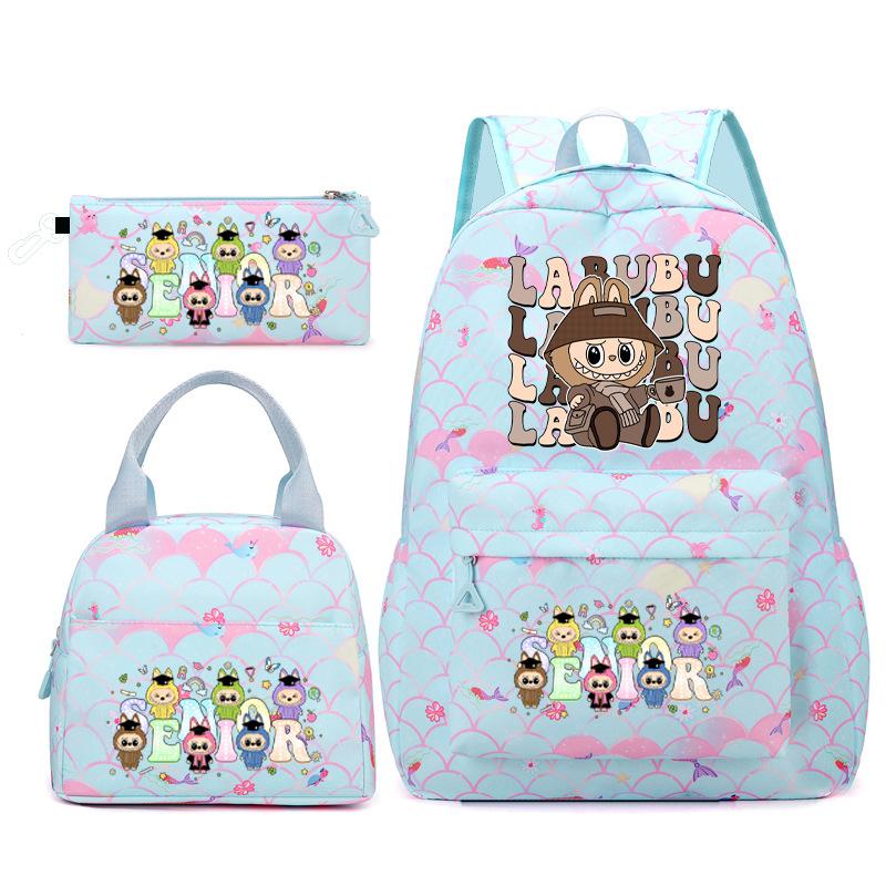 School Bag New Primary School Students Junior High School Students Fashion Three-piece Backpack