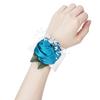 2pcs Rose Red Wrist Corsage Pearl Rhinestone Wedding Corsage Bridal Wrist Flower  For Wedding
