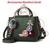 3D Flower Decor Handbag, Women's PU Leather Crossbody Bag, Fashion Small Top Handle Purse