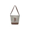 Boston Red Sox Letter Logo Decorative Casual College Style Adjustable Shoulder Strap Canvas Bucket Bag Unisex Bags Brown Gray 3ABMS072N-43BRD