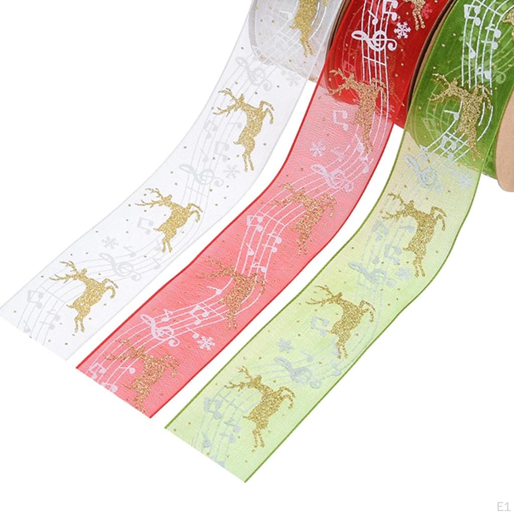 3x Julband med ståltrådskant DIY Hantverk Festivalstämning Tillbehör Mönstrade