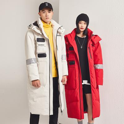 Winter-Paar-Daunenjacke für Herren, warmer und langer Parka-Mantel mit Kapuze, weißer Entendaunenmantel