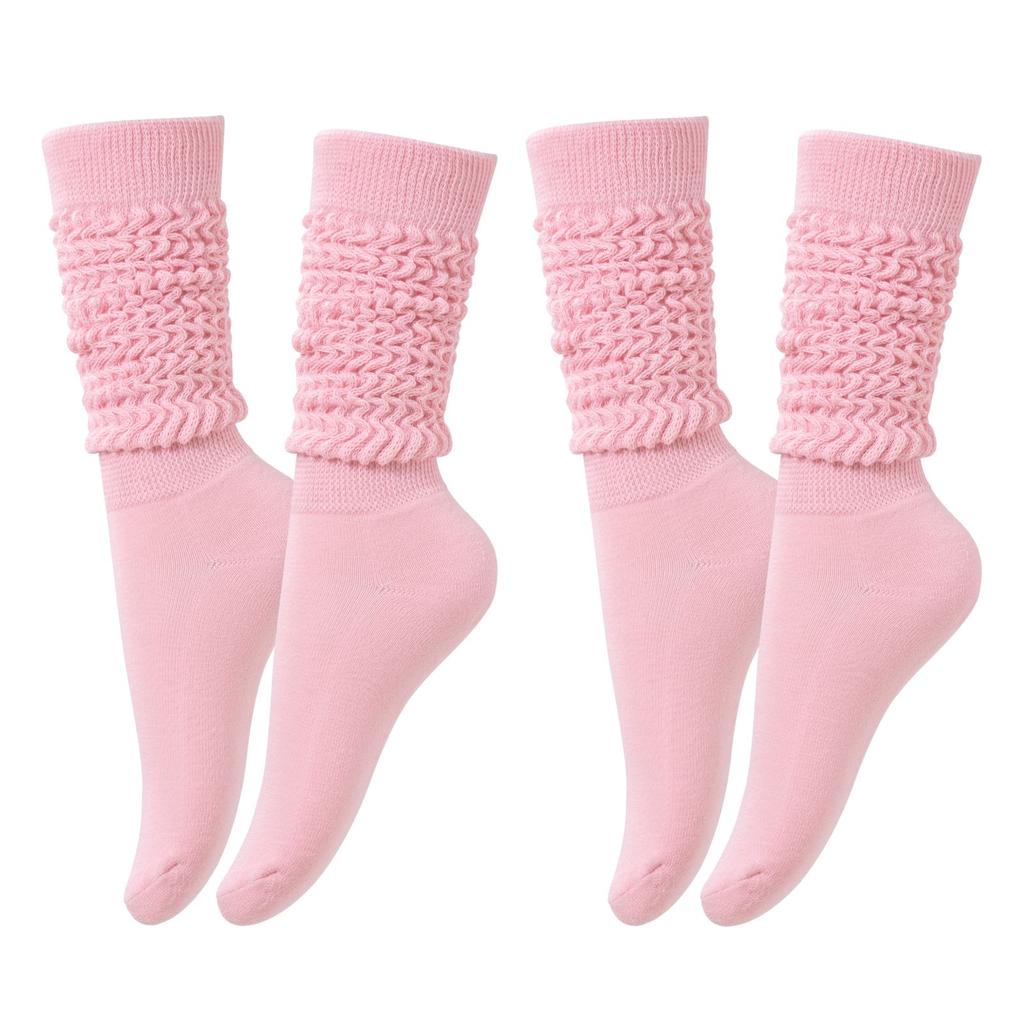 RMSWEETYIL Long Stacked Slouch Scrunch Socks for Women 80s 90s Loose Chunky Cotton Tall Knee High Boot Tube Slouch Socks