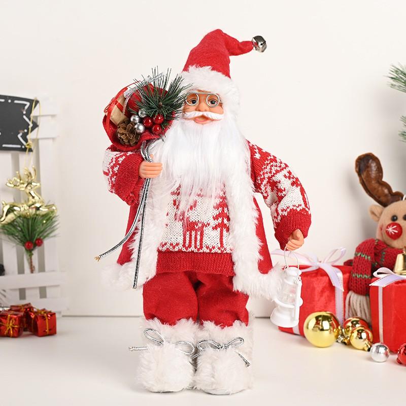 12 Inch Standing Santa Claus Figurine Christmas Table Decor Hotel Restaurant Holiday Ornament PVC Collectible