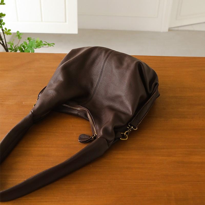 Johnature Borsa da Donna in Vera Pelle Versatile Borsa a Spalla in Morbida Pelle Bovina Grande Capacità Borsa Tote da Pendolare