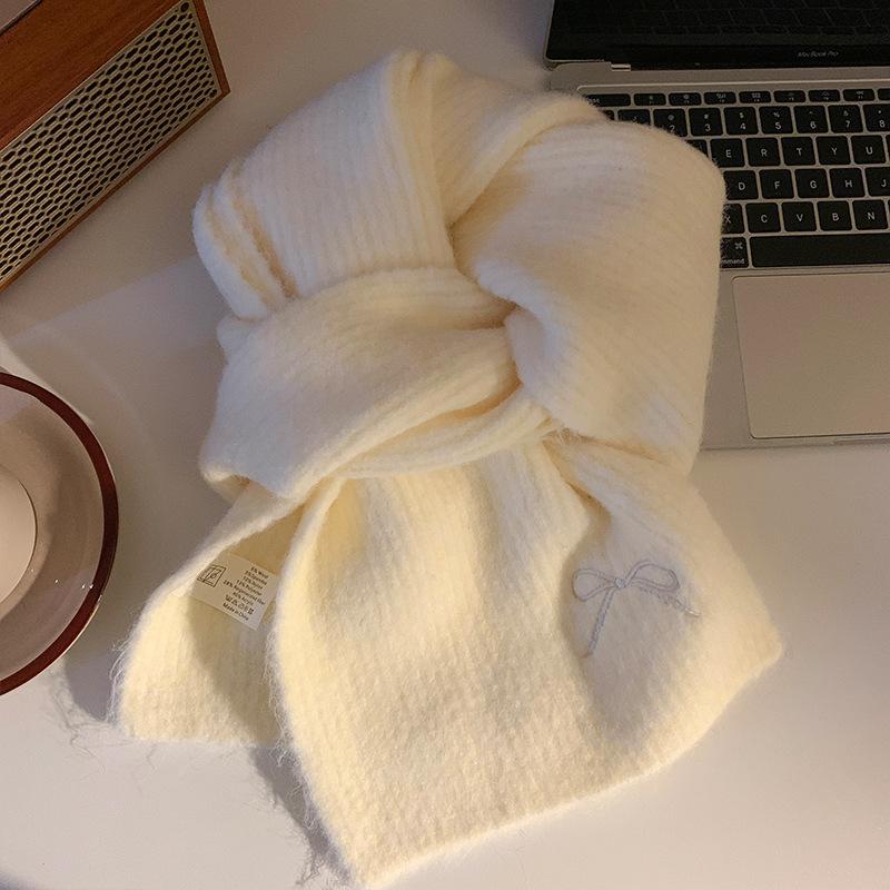 Blue Woolen Knitted Scarf for Women Autumn and Winter Atmosphere Thickened Warm and Cold Proof Woolen Scarf