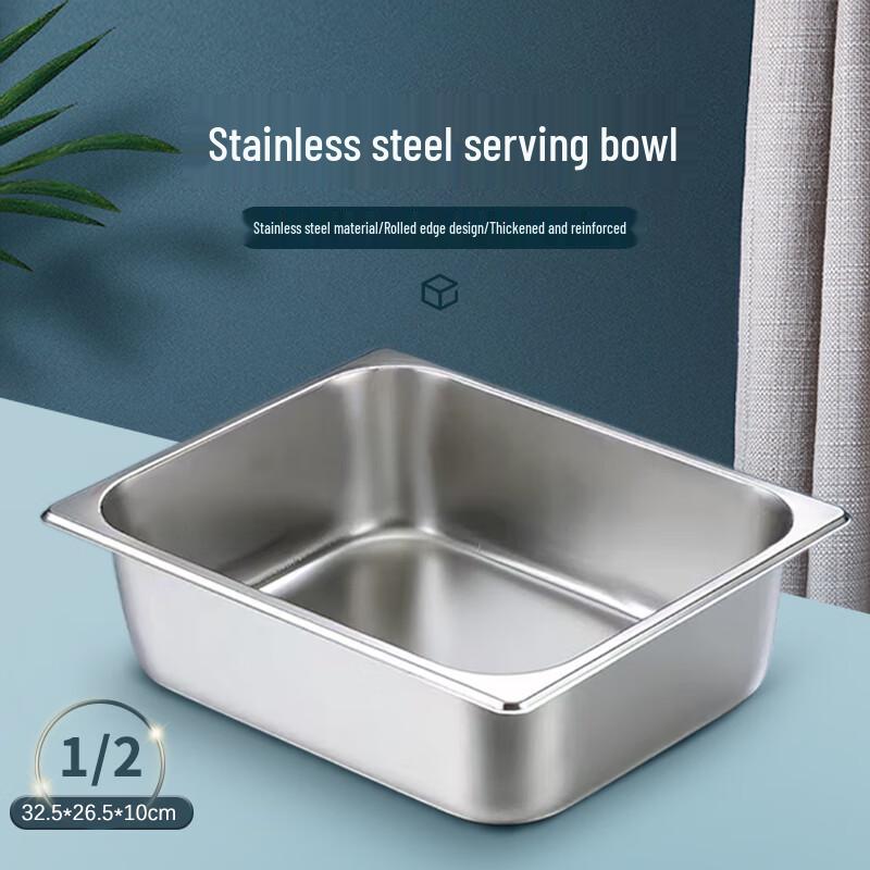 Jiwanggu 201 Stainless Steel Food Pan, Rolled Edge
