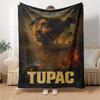 1pc 2PacHip Hop Blanket Soft Lightweight All Season Multi Purpose Throw for Sofa, Bed, Office & Picnics, French Style with Iconic Album Art & Quotes