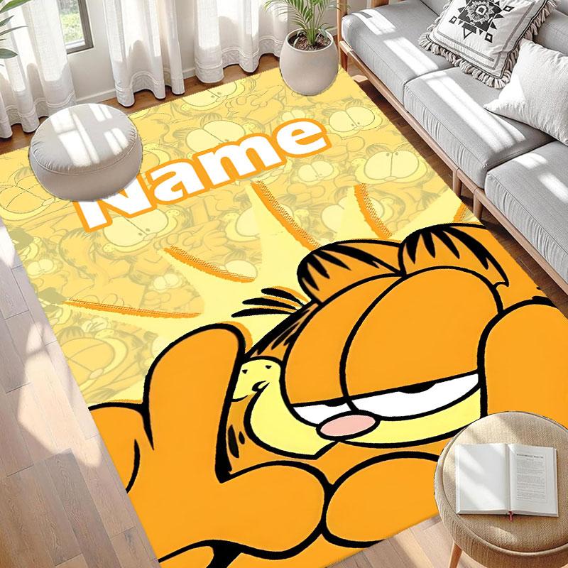 Custom Name Personalized Garfield Print Carpet, Versatile Home Decor Rug, for Playroom, Apartment, Balcony, Entryway, Hallway Gift