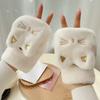 Warm Cat Plush Mittens Windproof Touchscreen Gloves Cute Fingerless Gloves  Winter